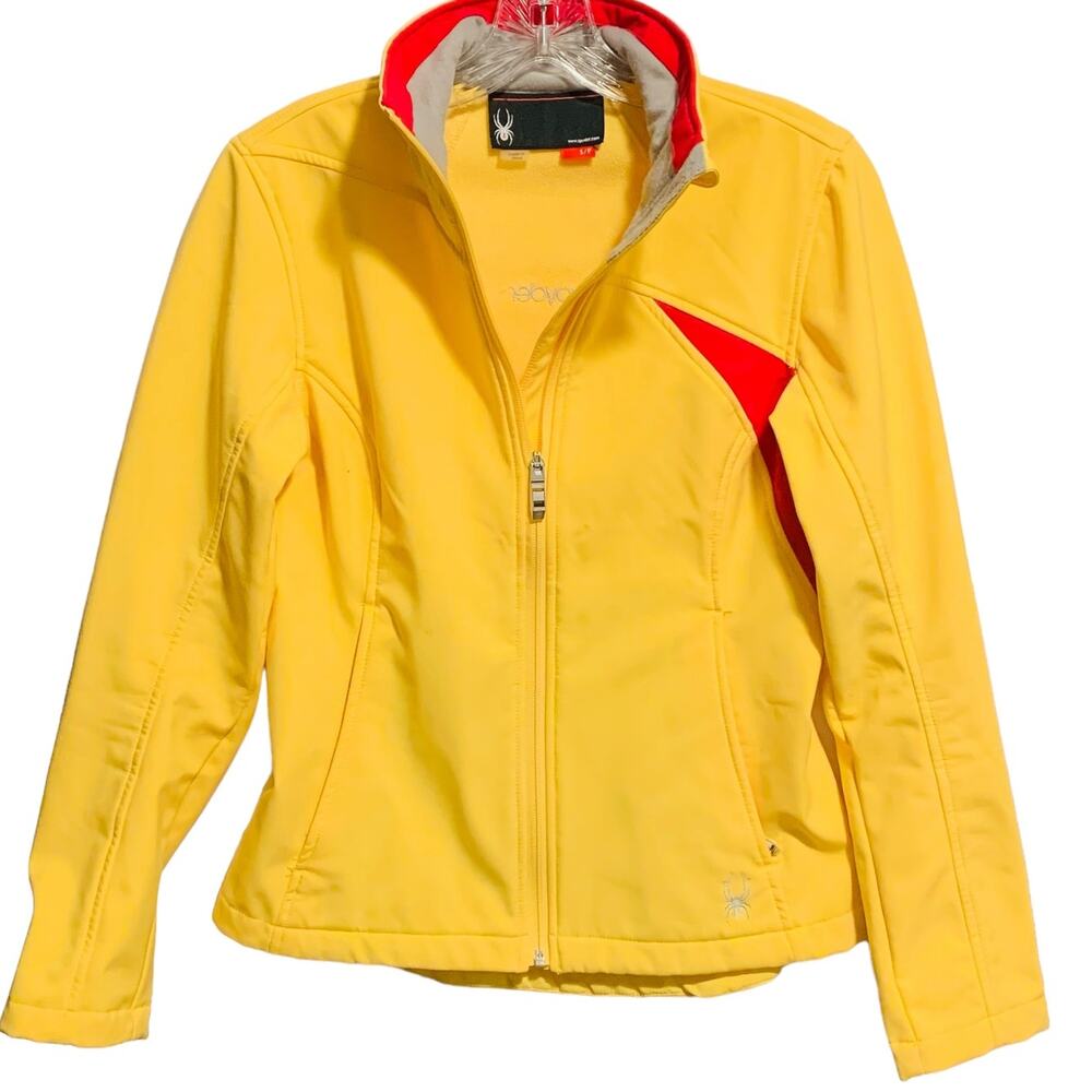 SPYDER Jacket S Athletic Running Jogging Yellow Reddish/Pink Zip FLAWS READ